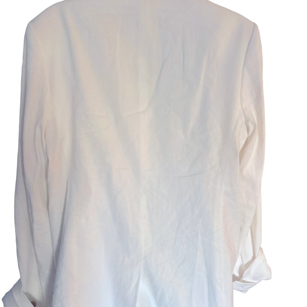 Vince White Blazer Modern Silhouette Notched Lapels-10 white linen , rayon spand - Picture 4 of 5